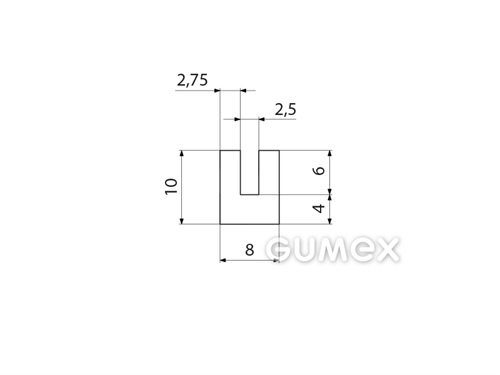 "U" Silikonprofil, 10x8/2,5mm, 60°ShA, -60°C/+180°C, weiß, 